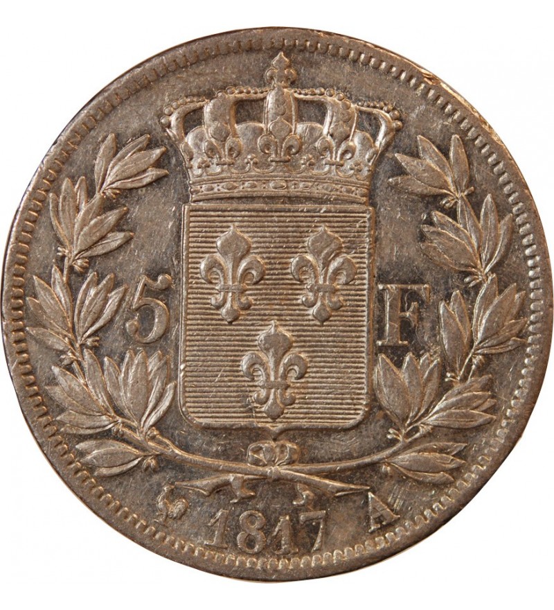 LOUIS XVIII - 5 FRANCS ARGENT 1817 A PARIS
