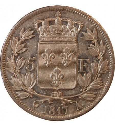 LOUIS XVIII - 5 FRANCS ARGENT 1817 A PARIS