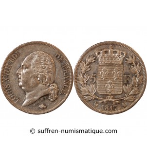 LOUIS XVIII - 5 FRANCS ARGENT 1817 A PARIS