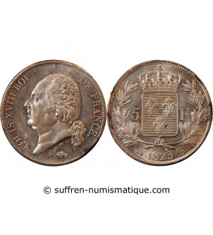 LOUIS XVIII - 5 FRANCS ARGENT 1823 B ROUEN