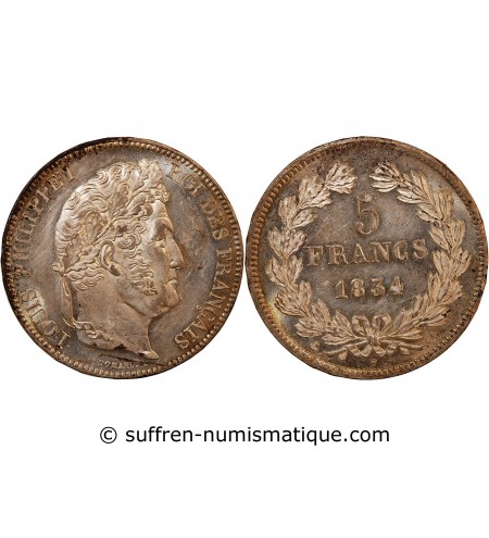 LOUIS PHILIPPE﻿ - 5 FRANCS ARGENT 1834 A PARIS