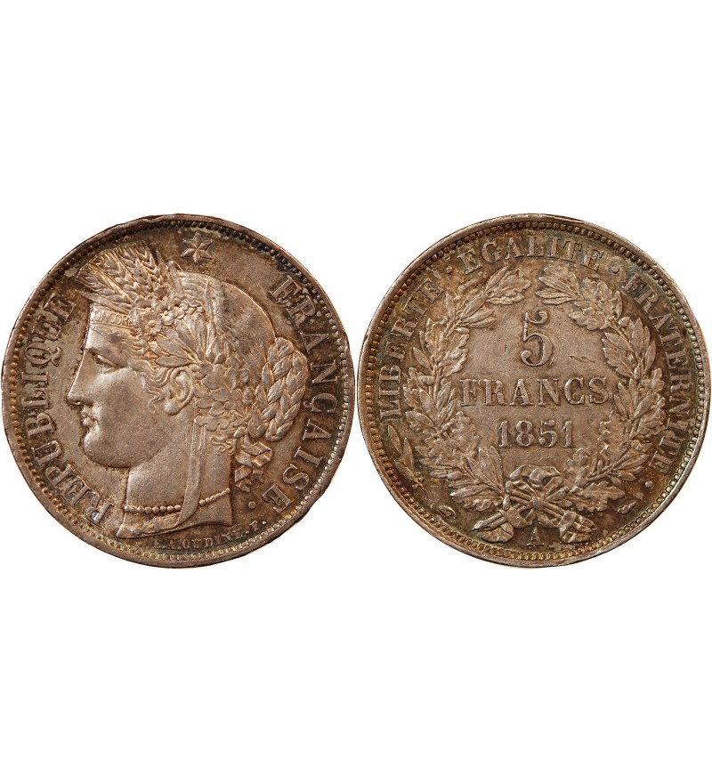 CERES - 5 FRANCS ARGENT 1851 A PARIS