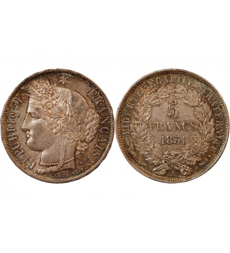 CERES - 5 FRANCS ARGENT 1851 A PARIS