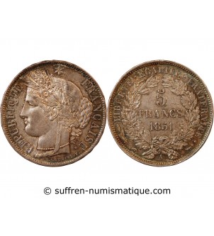 CERES - 5 FRANCS ARGENT 1851 A PARIS