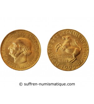 ALLEMAGNE, WESTPHALIE - 5 MILLIONS DE MARK BRONZE 1923