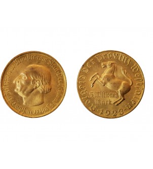 ALLEMAGNE, WESTPHALIE - 5 MILLIONS DE MARK BRONZE 1923 2