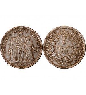 HERCULE ﻿- 5 FRANCS ARGENT 1849 K BORDEAUX 2