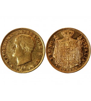ITALIE, NAPOLEON﻿ 1er - 40 LIRE OR 1814 M MILAN﻿﻿ "Variété 1814/80" 2