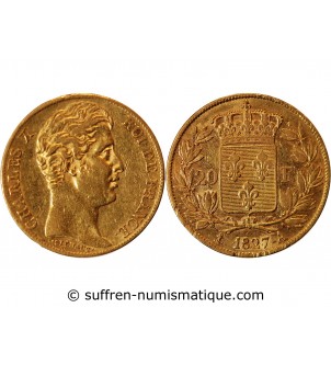 CHARLES X - 20 FRANCS OR 1827 A PARIS "4,5 Feuilles"﻿