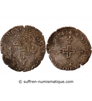 HENRI III - DOUBLE SOL PARISIS BILLON 1584 I LIMOGES