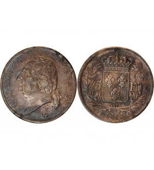 LOUIS XVIII - 5 FRANCS ARGENT 1816 Q PERPIGNAN 2