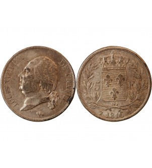 LOUIS XVIII - 5 FRANCS ARGENT 1816 Q PERPIGNAN 2