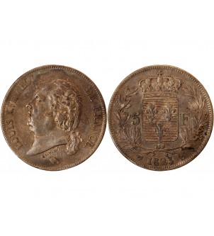 LOUIS XVIII - 5 FRANCS ARGENT 1823 L BAYONNE 2