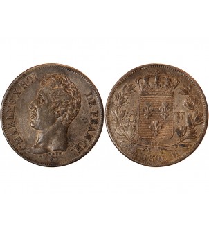 CHARLES X - 5 FRANCS ARGENT 1826 H LA ROCHELLE 2