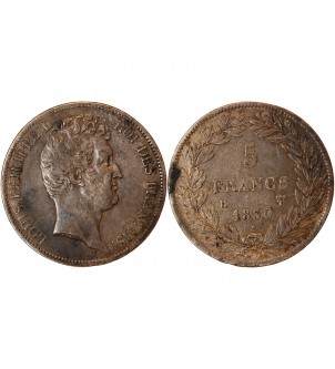 LOUIS PHILIPPE﻿ - 5 FRANCS ARGENT 1830 H LA ROCHELLE "Tête Nue, Tr en creux"﻿ 2