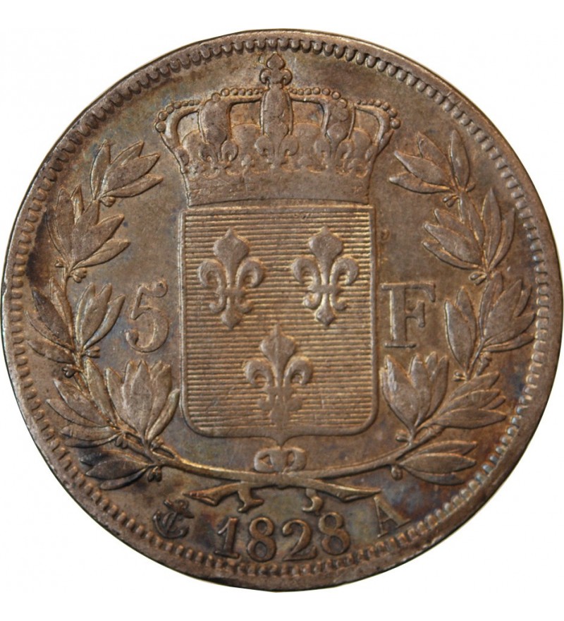 CHARLES X - 5 FRANCS ARGENT 1828 A PARIS