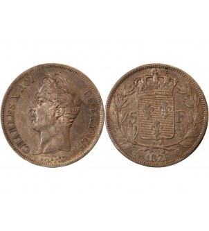 CHARLES X - 5 FRANCS ARGENT 1829 B ROUEN 2