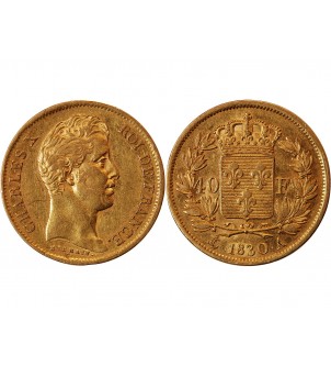CHARLES X﻿ - 40 FRANCS OR 1830 A PARIS﻿ 2