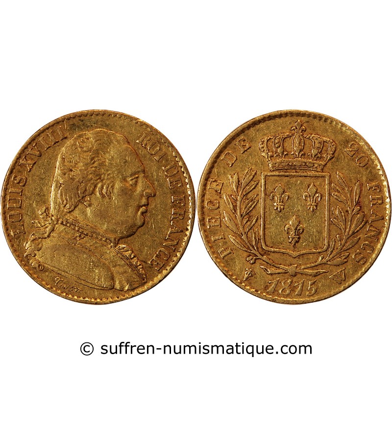 LOUIS XVIII - 20 FRANCS OR 1815 W LILLE