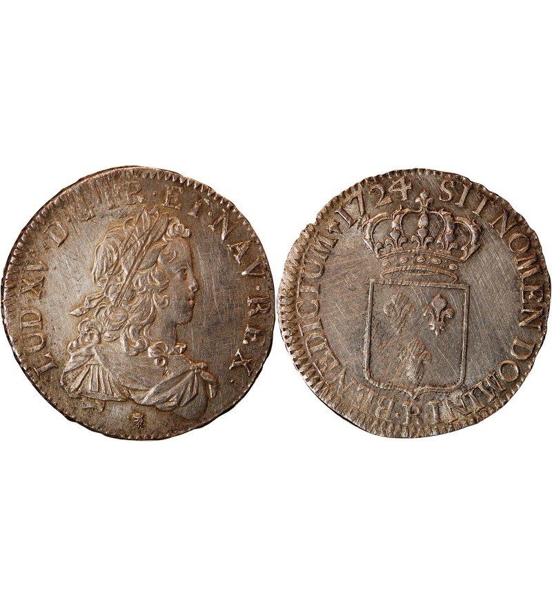 LOUIS XV - ECU DE FRANCE 1724 R ORLEANS R5