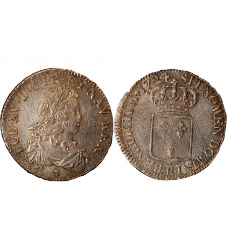 LOUIS XV - ECU DE FRANCE 1724 R ORLEANS R5
