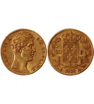 CHARLES X - 20 FRANCS OR 1828 A PARIS "4,5 Feuilles"﻿ 2