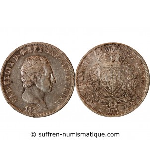 ITALIE, SARDAIGNE, CHARLES FELIX - 5 LIRE ARGENT 1829 P ANCRE GENES