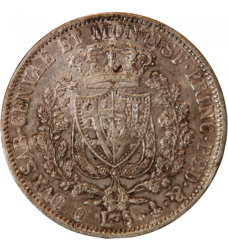 ITALIE, SARDAIGNE, CHARLES FELIX - 5 LIRE ARGENT 1829 P ANCRE GENES