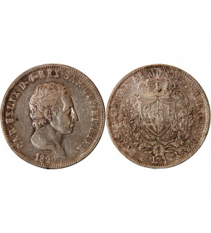 ITALIE, SARDAIGNE, CHARLES FELIX - 5 LIRE ARGENT 1829 P ANCRE GENES 2