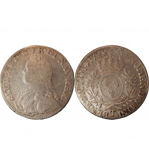 LOUIS XV - ECU AUX BRANCHES D'OLIVIER 1729 T NANTES R1 2
