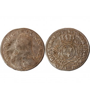 LOUIS XV - ECU AUX BRANCHES D'OLIVIER 1734 D LYON 2