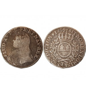 LOUIS XV - ECU AUX BRANCHES D'OLIVIER 1736 T NANTES R1 2