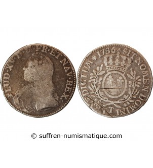 LOUIS XV - ECU AUX BRANCHES D'OLIVIER 1736 T NANTES R1