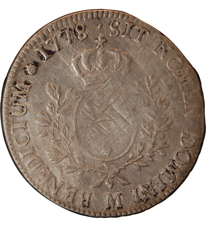 LOUIS XVI - ECU AUX BRANCHES D'OLIVIER 1778 M TOULOUSE R1