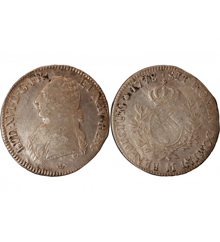 LOUIS XVI - ECU AUX BRANCHES D'OLIVIER 1778 M TOULOUSE R1