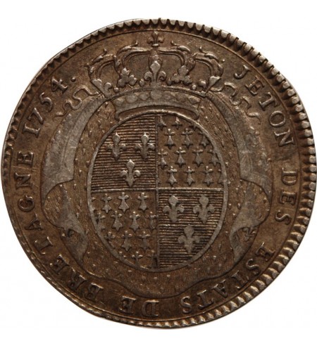France JETONS DES ETATS DE BRETAGNE LOUIS XV 1754 RENNES DANIEL N°102
