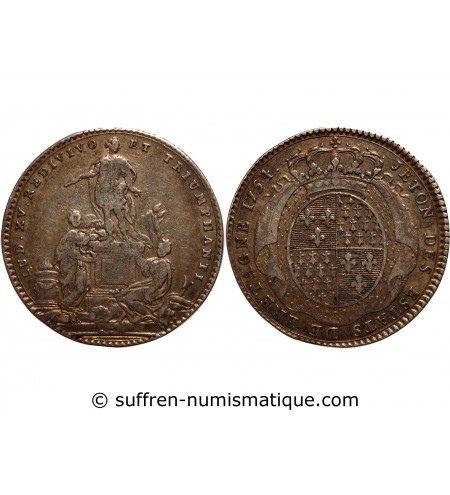 France JETONS DES ETATS DE BRETAGNE LOUIS XV 1754 RENNES DANIEL N°102