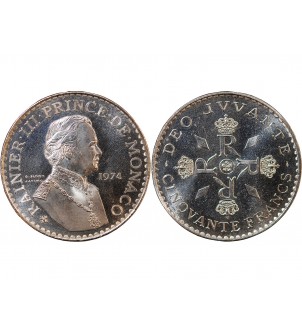 MONACO, RAINIER IIII - 50 FRANCS ARGENT 1974 2