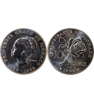 MONACO, RAINIER III, Princesse Grace - ESSAI 10 FRANCS ARGENT 1982 2