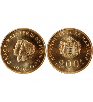 MONACO, GRACE RAINIER III - 200 FRANCS OR 1966 2