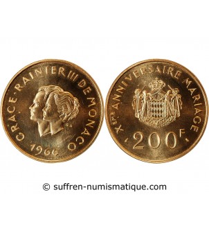 MONACO, GRACE RAINIER III - 200 FRANCS OR 1966