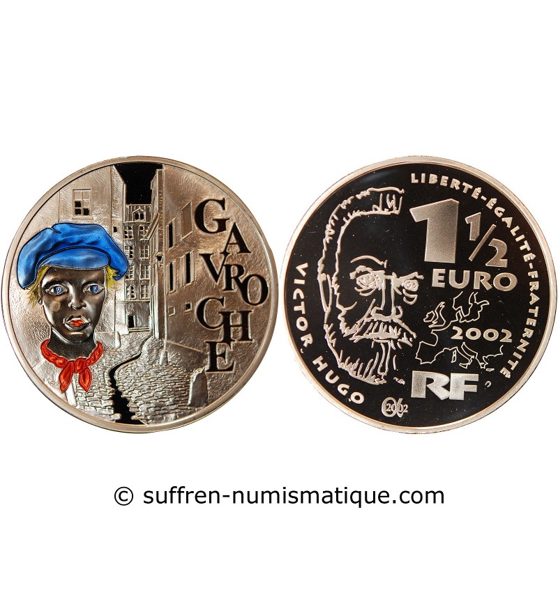 FRANCE, VICTOR HUGO, GAVROCHE - 1,5 EURO ARGENT 2002 BE