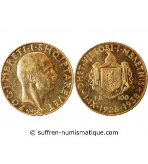 ALBANIE, ZOG Ier - 100 FRANGAOR 1938 R