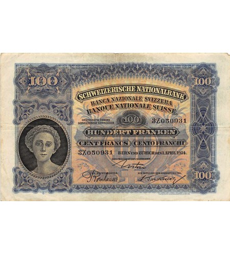 Suisse 100 Franken / 100 Francs 01.04.1924 Série 3Z