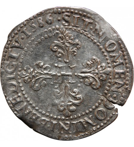 HENRI III - FRANC ARGENT 1586 B ROUEN