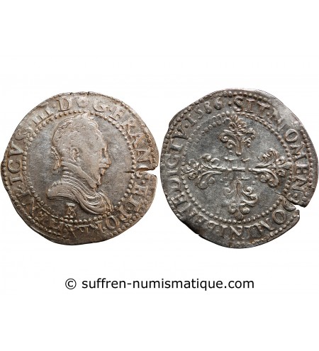 HENRI III - FRANC ARGENT 1586 B ROUEN