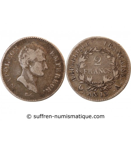NAPOLEON Ier - 2 FRANCS AN 13 A PARIS "calendrier révolutionnaire"