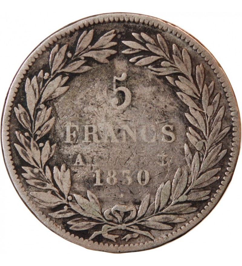 LOUIS PHILIPPE﻿ - 5 FRANCS 1830 A PARIS "Sans Le I, Tr en relief"
