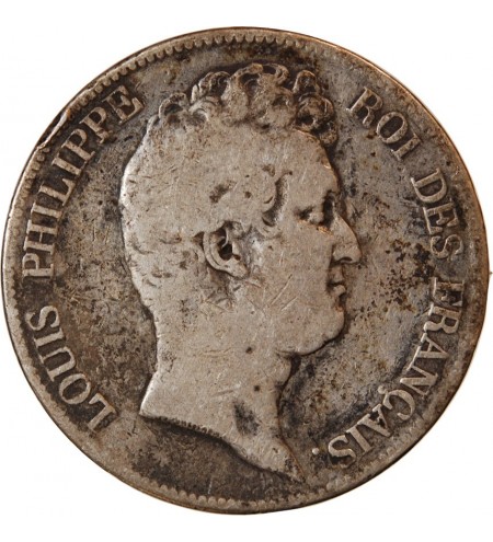 LOUIS PHILIPPE﻿ - 5 FRANCS ARGENT 1830 A PARIS "Sans Le I, Tr en creux"﻿