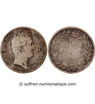 LOUIS PHILIPPE﻿ - 5 FRANCS ARGENT 1830 A PARIS "Sans Le I, Tr en creux"﻿